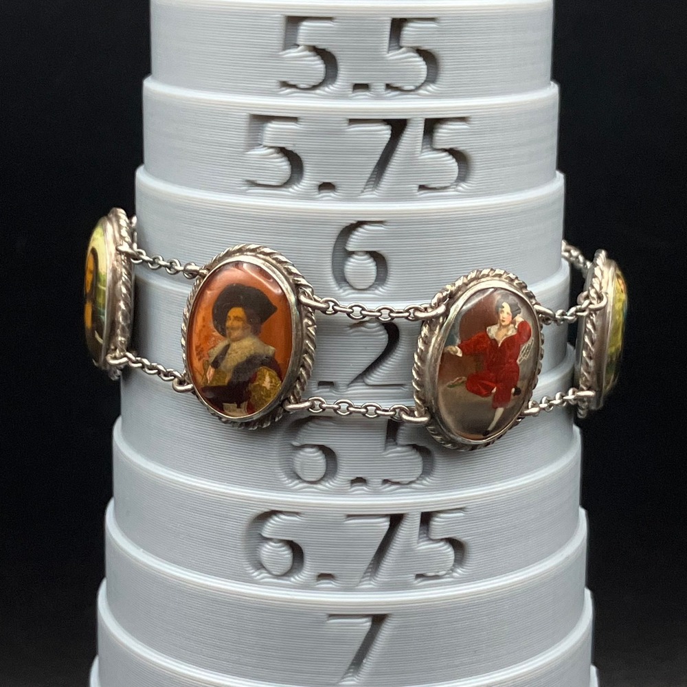 Vintage Sterling Silver Bracelet Old Master's Famous Painting Panels Size 6.25 " - Picture 7 of 14